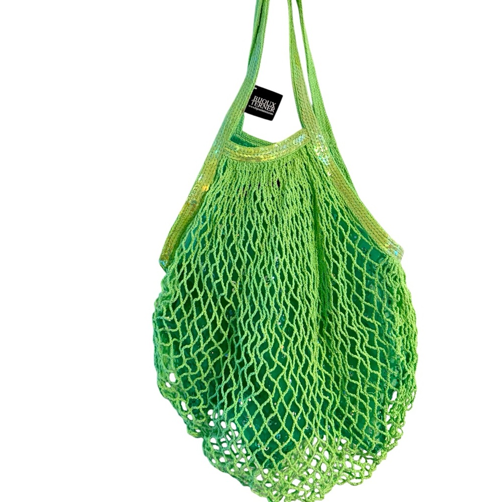 Vibrant Green Mesh Tote with Netted Design